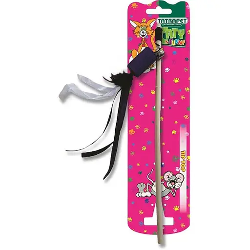 Игрушка для кошек Tatrapet Caty funny дразнилка с лентами и колокольчиком 40 см 