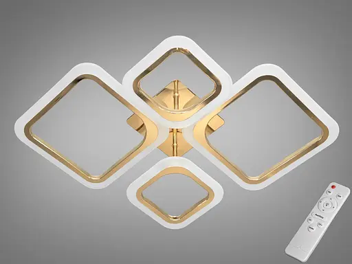 Современная потолочная светодиодная люстра с ИК пультом, 60W, золото. - фото 1