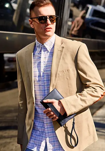 Кожаный мужской клатч-барсетка 3.0 синий Crazy Horse - фото 2