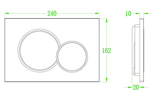Панель змиву Koer KT-0601-14 пластикова, кнопка кругла KR5177, Хром матовый - фото 4