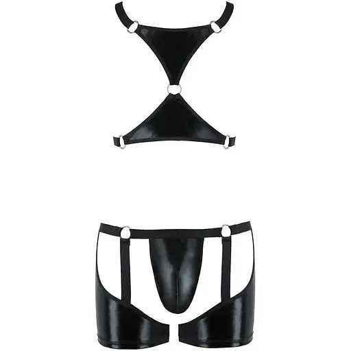 Комплект эротического мужского белья Passion 047 Set John S/M Black, трусы, портупея - фото 5
