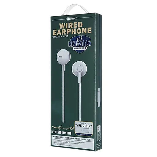 Проводные наушники Remax RM-711a TYPE-C Wired Earphone for Music & Call, 1.2m, silver - фото 2