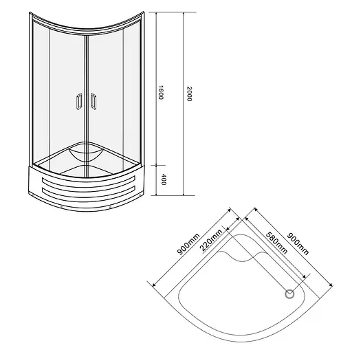 Душова кабіна Eger Tisza Mely 90x90 на глибокому піддоні 599-187, матовий, білий - фото 9