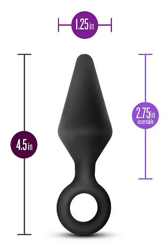 Анальна пробка Anal Adventures Platinum Loop Plug Medium 11.4 см (чорний) - фото 4