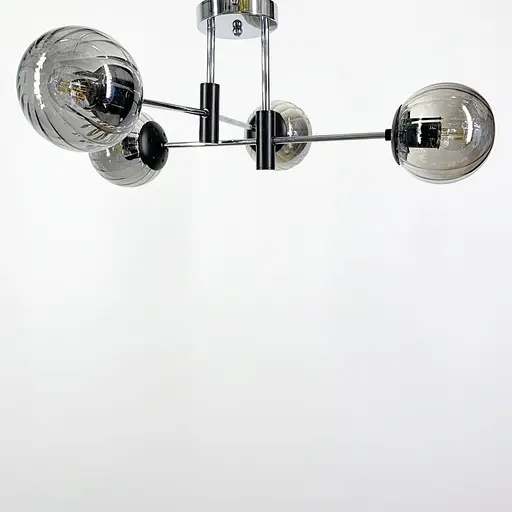 Люстра стельова в хромованому корпусі на 4 графітових плафони Ø 60 см | Арт. 51797/4 CH+BK+GR | Line F - фото 3