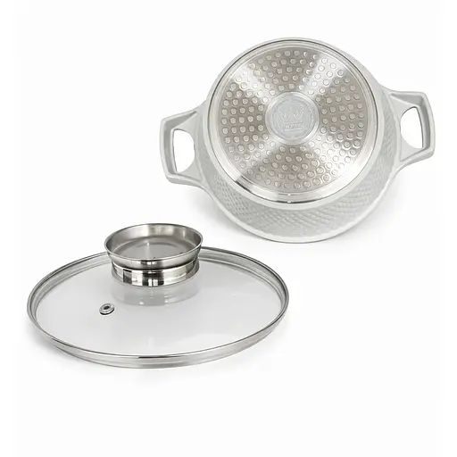 Кастрюля YS8020-I 2.0 л с антипригарным покрытием, стеклянной крышкой и индукционным дном Белая Белый 88186 - фото 3