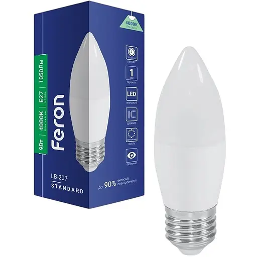 Світлодіодна лампа Feron LB-207 C37  230V 9W  E27 4000K (40183)