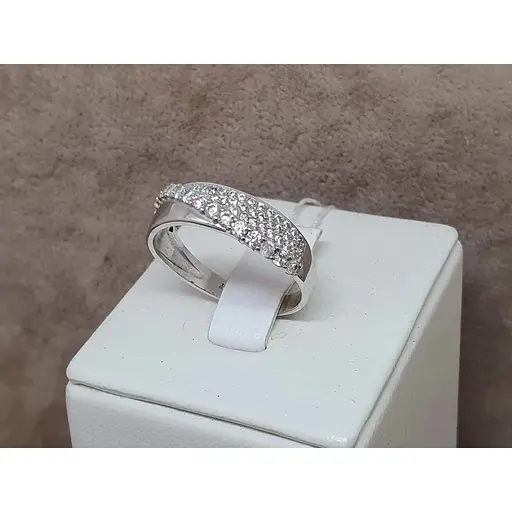 Серебряное кольцо Агни Диагональ с фианитами. 1244/1Р-CZ 18 - фото 4