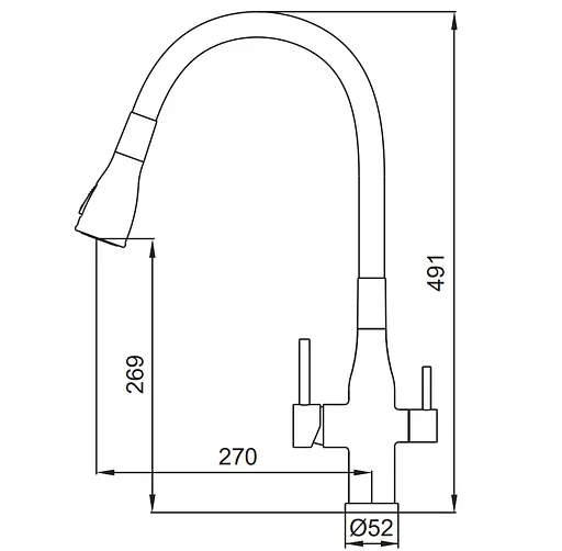 Змішувач для кухні на дві води Koer KI-72024-07 KR5013 Графіт - фото 9