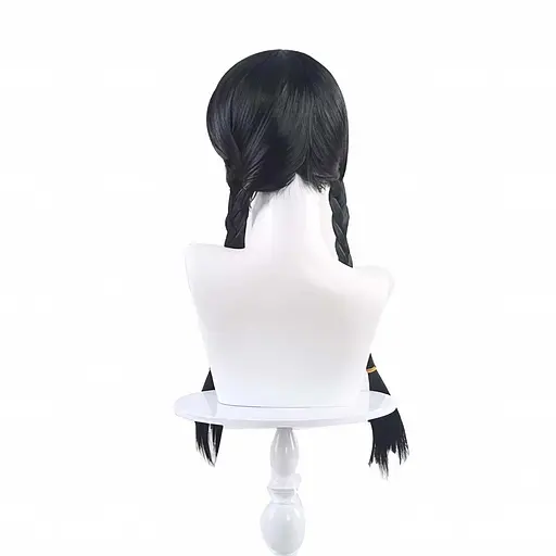 Парик для косплей челка и косички в стиле 'Венсдей Аддамс' 65 см Брюнет - фото 5