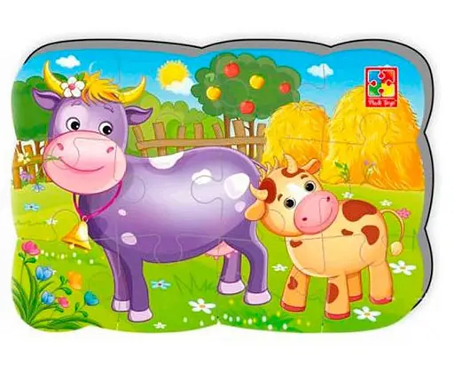 Детские пазлы на магните Корова и теленок А5 VT3205-74, 12 элементов