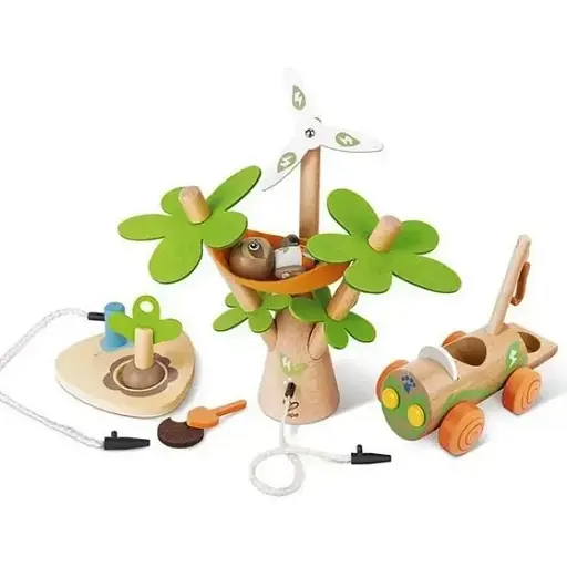 Деревянный развивающий игровой набор Hape Электрокар для посадки деревьев E3417 - фото 1