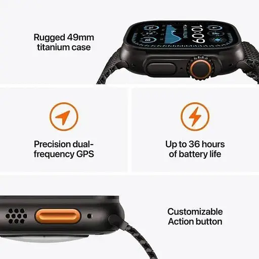 Смарт-часы Apple Watch Ultra 2 GPS + Cellular 49mm Black Titanium Case w. Black Ocean Band MX4P3 - фото 3