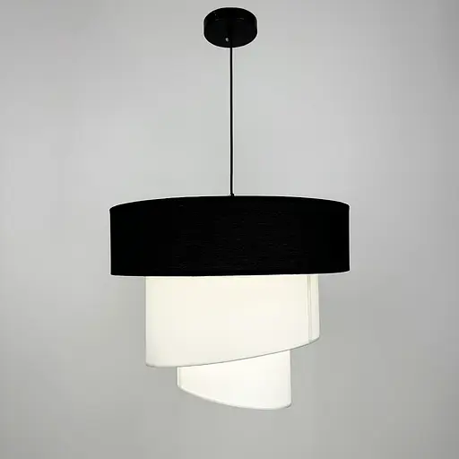 Дизайнерская люстра IONOS 1 с текстильным абажуром Line.F MJ 159-500 BK+WT+WT - фото 5