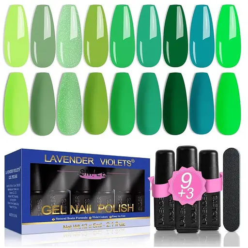 Набор гель-лака для ногтей с 9-цветным покрытием, 3 бутылками базового матового верхнего покрытия и пилкой для ногтей
