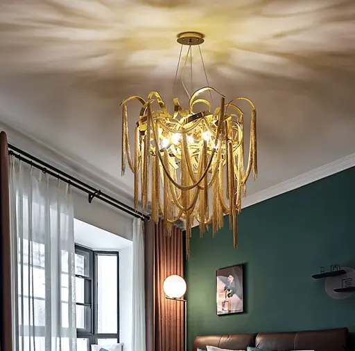 Роскошная подвесная круглая люстра с подвесами в виде цепочек Line.F Md 6011-600 GD - фото 8