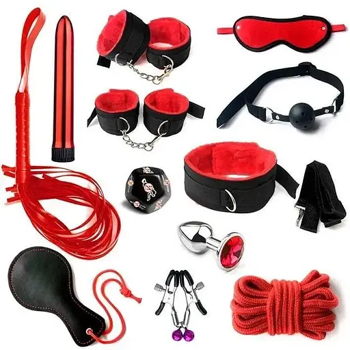 BDSM-комплект 12 аксесуарів One Size Червоний