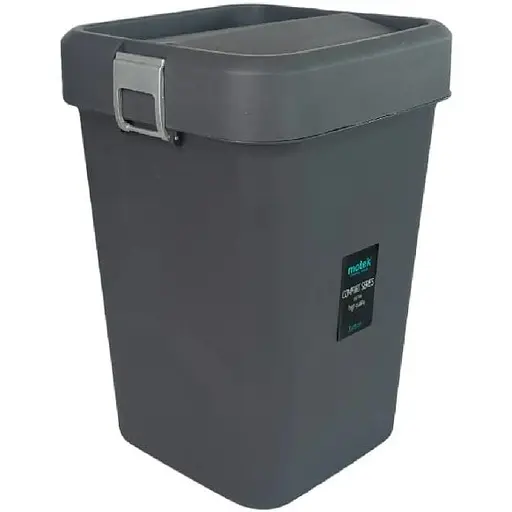 Мусорное ведро Motek на 18 л с поворотной крышкой 27.5х27.5х41 см Антрацит (COB-411)  - фото 1