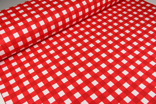 Тканина з тефлоновим просоченням з принтом Клітинка (від 1 м) Червоний - фото 1