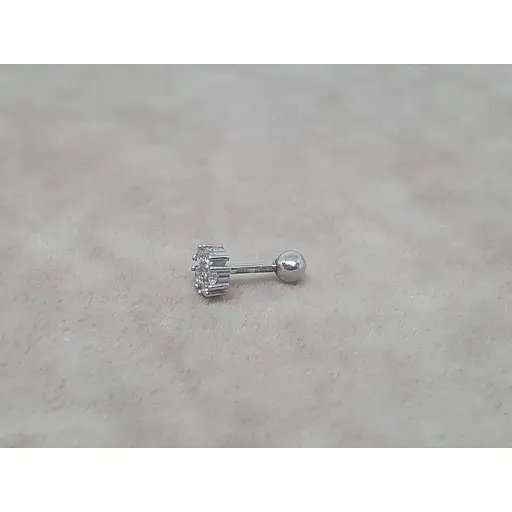 Срібна сережка для пірсингу хеліксу Ірій з фіанітами. 40108ШТ - фото 2