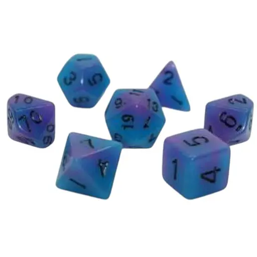 Набор кубиков Double Color Glow in the dark 7 Dice Set - Blue-Purple , 7 шт. (g7dglowdc05) - фото 1