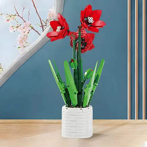 3D конструктор Flowers Красный амарилис на 876 деталей (25-132) - фото 4