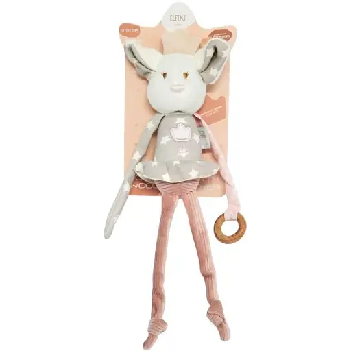 Игрушка-погремушка Elfiki Эльфик Айли серая с розовым (ИГ-0101) - фото 1