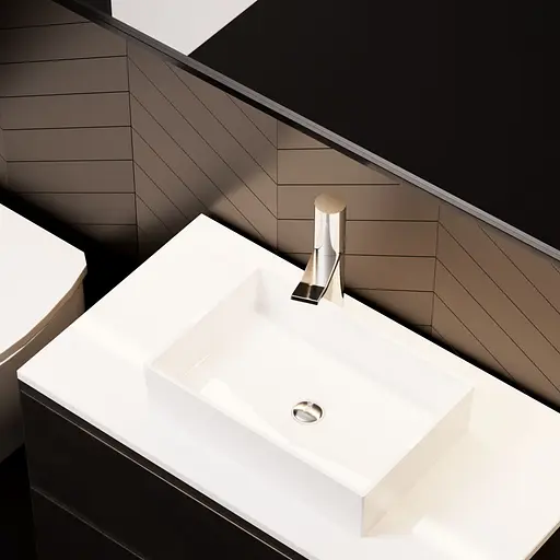 Раковина глянцева накладна Amidicon Ring 60 580x390 з литого каменю RING_60_HL, Білий - фото 7