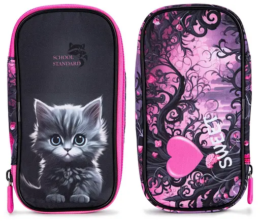 Пенал шкільний для дівчинки з Котиком м'який School Standard (PSS-116)