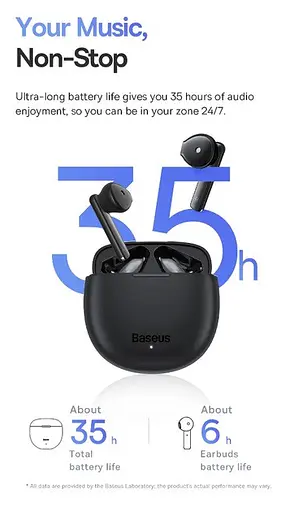 Навушники бездротові Baseus w2i чорні - фото 6