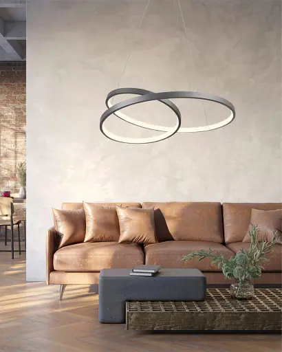 Люстра подвесная светодиодная круглая Goldlux 328021 Zefira 50 Led 1x40W 4000K 3700Lm IP20 Антрацит - фото 2