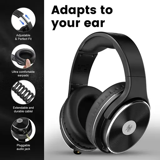 Накладні провідні студійні HIFI навушники OneOdio Studio Wireless black зі складною конструкцією та мікрофоном - фото 6