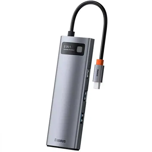 Перехідник HUB Baseus Metal Gleam Series 8-in-1 Multifunctional Type-C (CAHUB-CV0G) Gray - фото 3