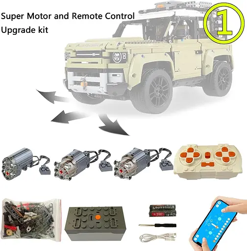 Супермотор та пульт дистанційного керування та комплект оновлення освітлення MYMG для Lego Technic Land Rover Defender 42110 - фото 5