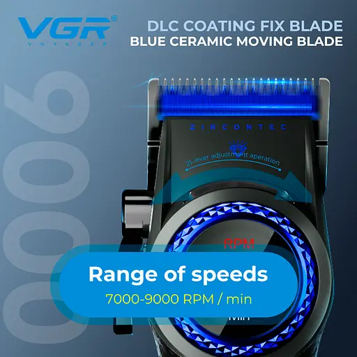 Машинка для стрижки VGR V-001 Blue (10 насадок) 4600 mAh LED дисплей - фото 6