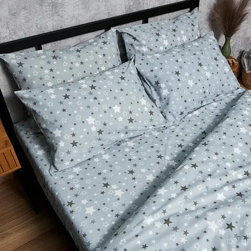 Комплект постельного белья Moon&Star Бязь Gold Люкс Silver Stars Полуторный 143х210 наволочки 2х50х70 - фото 7