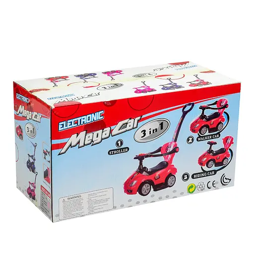 Каталка-толокар Bambi M 4205-8 з батьківською ручкою, музичний, з пищалкою на кермі, багажником, рожевий - фото 9
