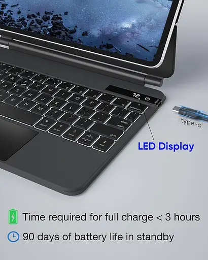 Чохол-клавіатура doqo iPad Pro 11 Magic-Style (11 дюймів, 2021 р.), бездротова клавіатура з трекпадом для iPad Pro 11 дюймів 2021 - фото 5