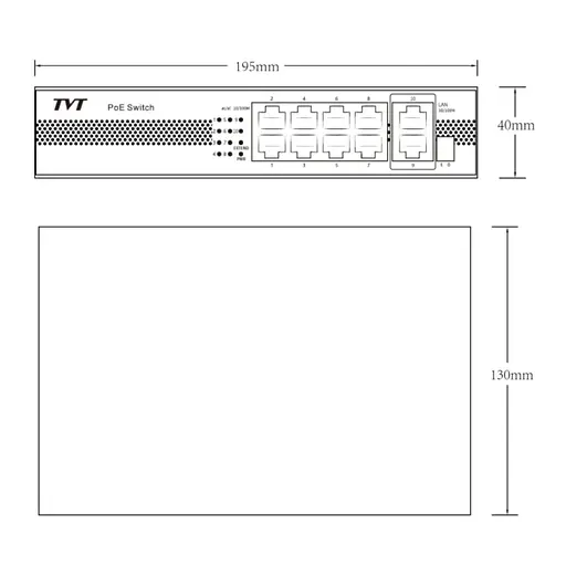 PoE-коммутатор 10-портовый TVT TD-B2208S1-PGU с 8 портами PoE (77-00383) - фото 6