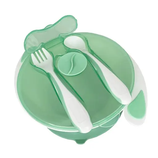 Тарелка на присоске с ложкой и вилкой MGZ-0109(Mint) 350 мл - фото 2