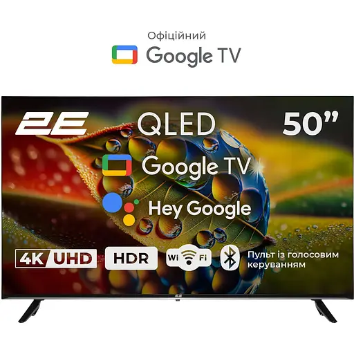 2E Телевізор 50" QLED 4K 60Hz Smart Google TV Black