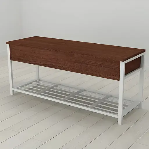 Банкетка з ящиком Ferrum-decor Дрейк 2 550x1200x400 метал Білий ДСП Венге 16 мм (FRD-105308)