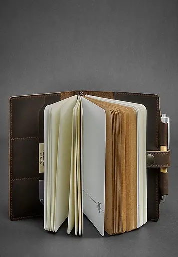 Шкіряний блокнот (Софт-бук) 4.0 темно-коричневий Crazy Horse - фото 3