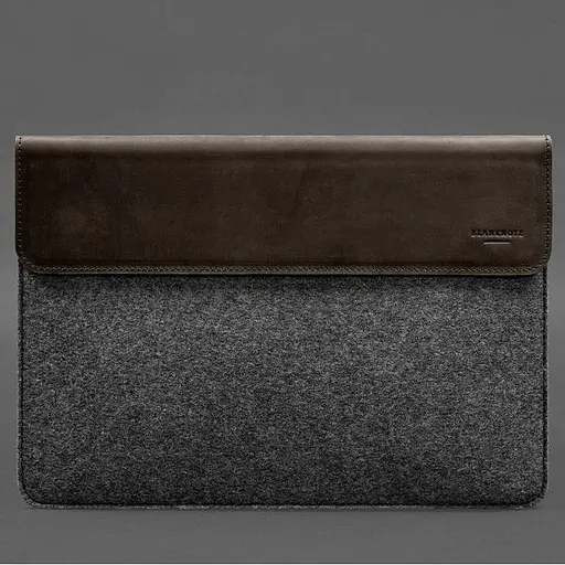 Чехол-конверт BlankNote с клапаном кожа+фетр для MacBook 16" Темно-коричневый Crazy Horse - фото 5