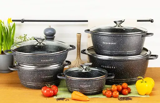 Набор кастрюль и казанов Edenberg EB-12911 с мраморным покрытием 10 предметов для всех типов плит - фото 2