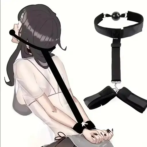 Наручники з кляпом БДСМ Бондаж кляп з наручниками - фото 3