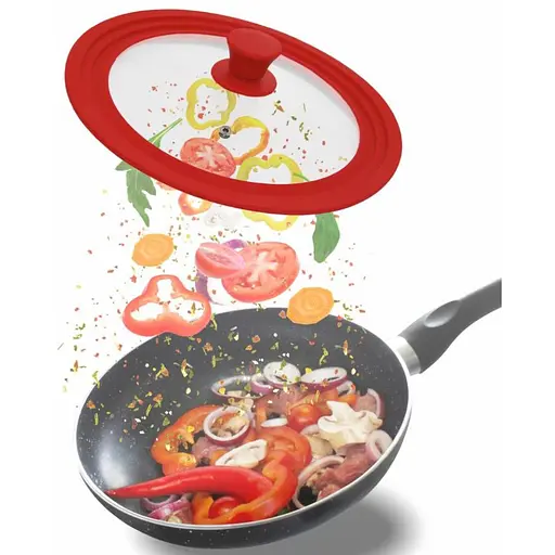 Стеклянная крышка Heinner с силиконовым ободом красная (HR-AER-28D32R) - фото 5