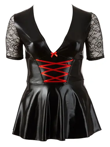 Міні-сукня Cottelli Collection Vinyl Lack Wetlook Latex XL чорний - фото 4