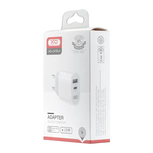 Сетевое зарядное устройство XO L97 A + C dual port Home charger Белый - фото 2