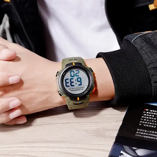 Мужские наручные спортивные часы Skmei 1560 (Оливковый) - фото 6